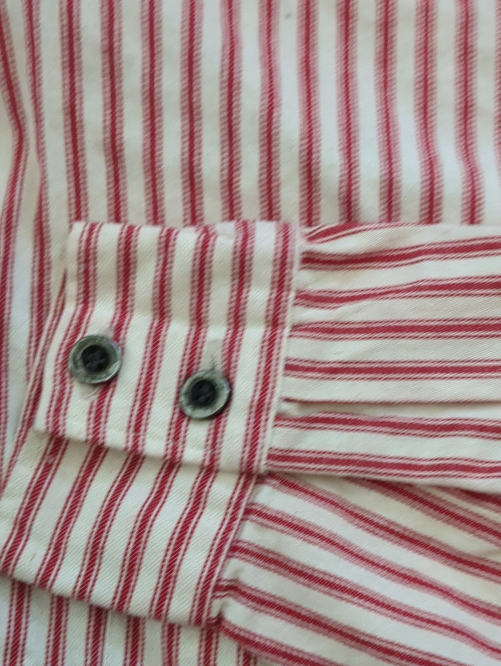 Vintage Old West Outfitters Ticking Stripe Cotton Button Pullover Shirt Large - Picture 7 of 8